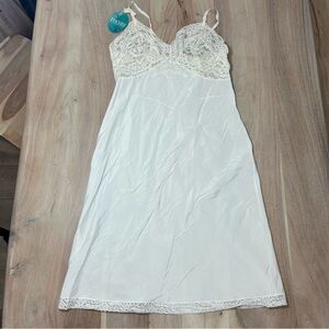 Deadstock New Vtg 40's Fischer Heavenly Lingerie Slip Dress Lace Size 38 NWT